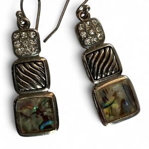 Silver Iridescent Geometric Earrings